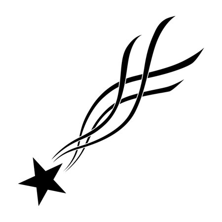 Shooting star icon. Falling meteorite or comet. Comet tail or star trail vector illustration isolated on white backgroundのイラスト素材