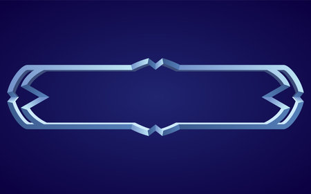 Frame medieval game ui. Empty rectangle frame in old style, interface element. Metallic banner or decorative border. Vector cartoon of blank rectangle buttonのイラスト素材