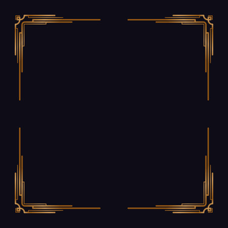 Art deco frame. Artwork graphic pattern in vintage style. Ornate wedding invitation element. Geometric vector borderのイラスト素材