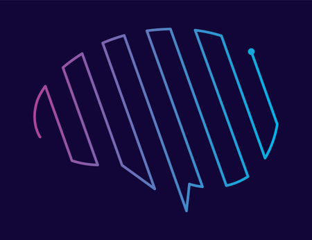 Brain logo icon. Digital symbol template of science innovation, machine learning or ai. Psychology mental health or new technology development. Vector brain color silhouette on dark backgroundのイラスト素材