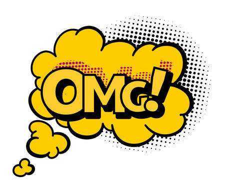 Comics book speech bubble. Colored hand drawn retro cartoon sticker. Comic text sound effects in pop art style. Funny design vector symbolのイラスト素材