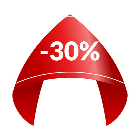 Corner or ribbons icon. Product red banner, price shopping tag. Promotion sale badge, special offer sticker. Discount and price offer concept. Vector sticker templateのイラスト素材