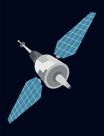 A Vibrant Pixel Art Featuring Spacecraft and Satellite from Imagination