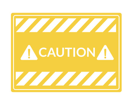 Danger warning board icon. Caution and dangerous area. Yellow sign for safety, hazard shock. Keep out caution warning and risk zone. Vector cartoon illustrationのイラスト素材