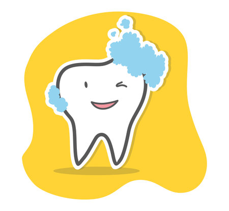 Teeth care and hygiene concept. Healthy happy teeth. Vector illustrationのイラスト素材