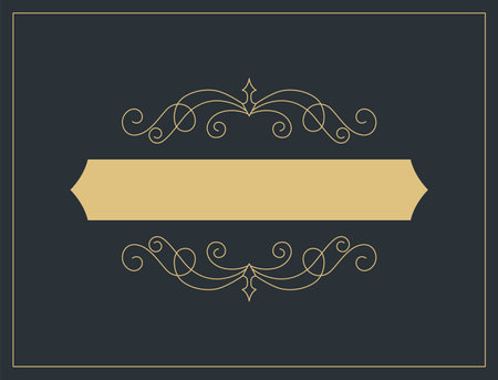 Flourishes calligraphic vintage ornamental background. Vector luxury invitation, restaurant menu or royalty certificate. Golden ornate page with swirls and vignettes elementsのイラスト素材