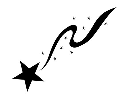 Shooting star icon. Falling meteorite or comet. Comet tail or star trail vector illustration isolated on white backgroundのイラスト素材