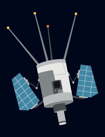 A Vibrant Pixel Art Featuring Spacecraft and Satellite from Imaginationのイラスト素材