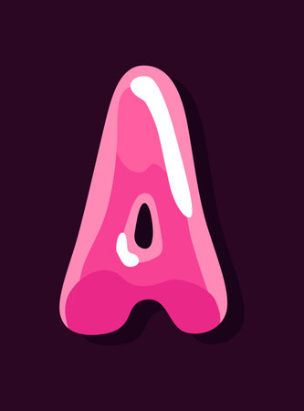 Jelly colorful letter A. Soft glossy multicolored candy font. Isolated bright delicious sweet alphabet, lollipop or marmalade ABC. Vector illustrationのイラスト素材
