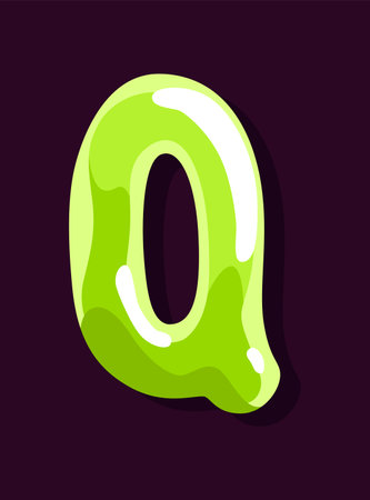 Jelly colorful letter Q. Soft glossy multicolored candy font. Isolated bright delicious sweet alphabet, lollipop or marmalade ABC. Vector illustrationのイラスト素材