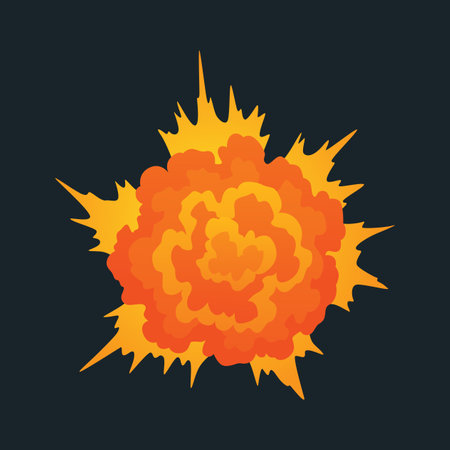 Explosion animation. Animation for game of the explosion effect. Cartoon animation for game. Exploding effect. Hand drawn vector illustrationのイラスト素材