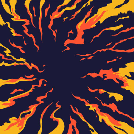 Comic book flame background. Cartoon explosion element. Boom cloud and flame, smoke and explode. Boom effect, vector element for game designのイラスト素材