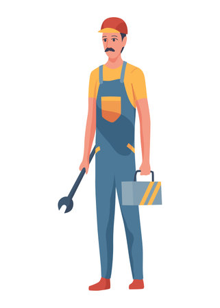 Oil gas worker. Oil industry, engineers in workwear. Oil industry extraction and refinery production. Vector cartoon illustrationのイラスト素材