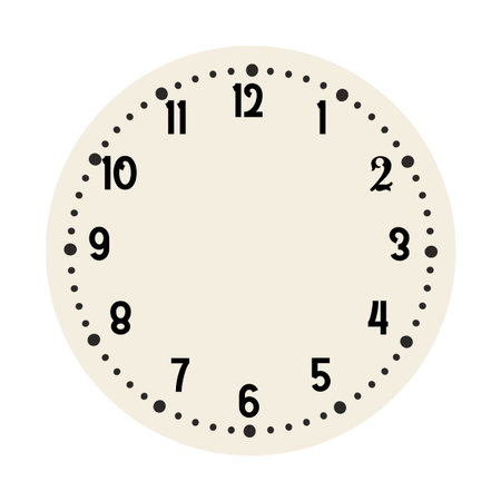 Retro round clock face. Vintage watch design. Elegant antique dial. Timer with numerals. Decorative carved arrows. Mechanical chronometer. Vectorのイラスト素材