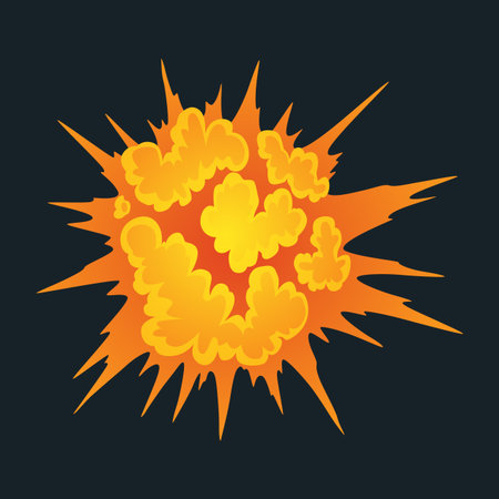 Explosion animation. Animation for game of the explosion effect. Cartoon animation for game. Exploding effect. Hand drawn vector illustrationのイラスト素材
