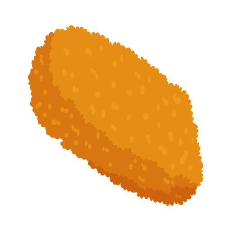 Fried chicken in roll. Crispy fried chicken piece isolated on white background. Beautiful delicious in cartoon style. Fresh fast food fry meatのイラスト素材