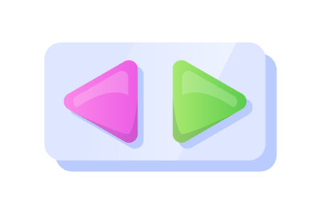 Game UI button. Mobile application or game interface element. Cartoon colorful design. Sticker or label for user interfaceのイラスト素材