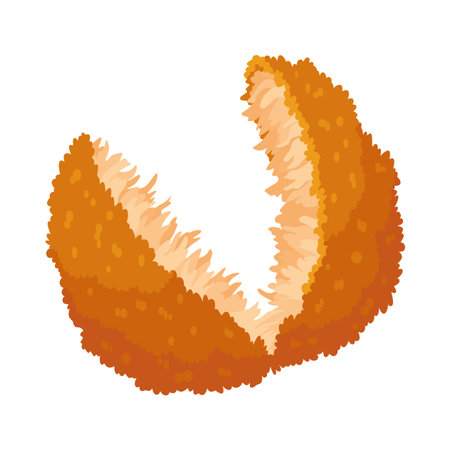 Fried chicken in roll. Crispy fried chicken piece isolated on white background. Beautiful delicious in cartoon style. Fresh fast food fry meatのイラスト素材