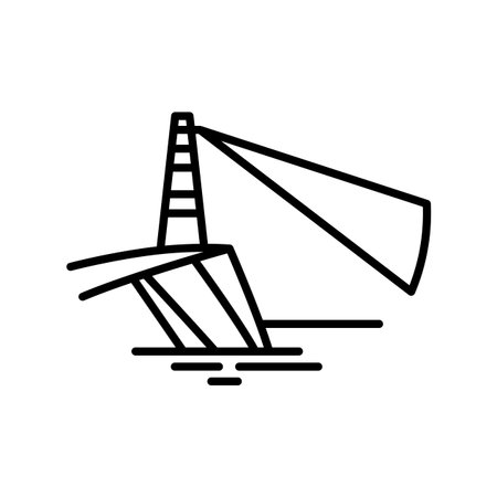 Marine port icon. Outline linear seaport symbol vector. Linear style illustration with editable stroke isolated on white backgroundのイラスト素材