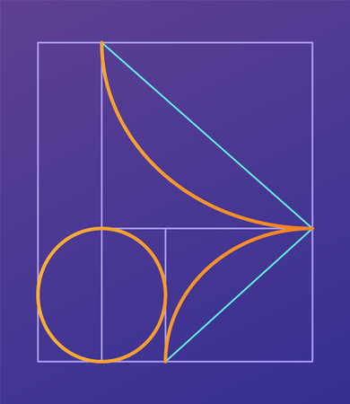 Golden ratio geometric concept. Divine proportion. Geometric shape with ideal section composition icon. Geometry harmony and balance vector illustrationのイラスト素材