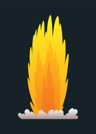 Explosion animation. Animation for game of the explosion effect. Cartoon animation for game. Exploding effect. Hand drawn vector illustrationのイラスト素材