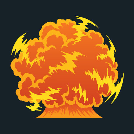 Explosion animation. Animation for game of the explosion effect. Cartoon animation for game. Exploding effect. Hand drawn vector illustrationのイラスト素材