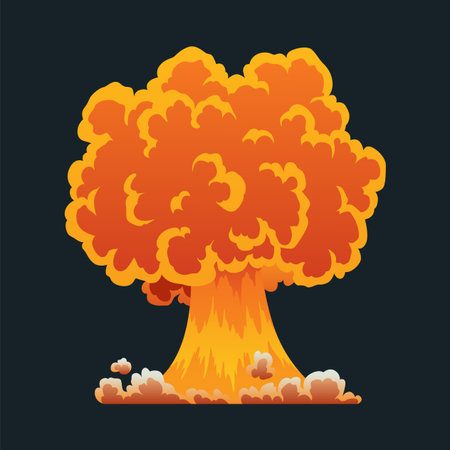 Explosion animation. Animation for game of the explosion effect. Cartoon animation for game. Exploding effect. Hand drawn vector illustrationのイラスト素材