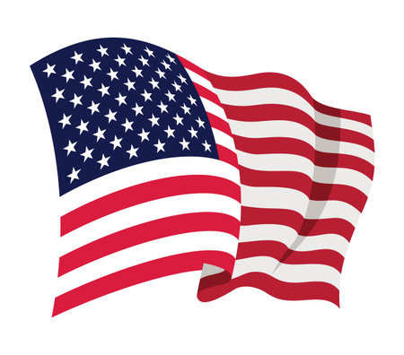 USA waving flag. American national symbol isolated on white background. Banner design elementのイラスト素材