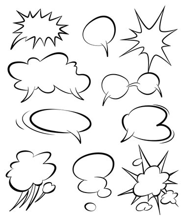 Comics book speech bubbles. Speech balloon or cartoon design elements isolated on white background. Vector illustrationのイラスト素材