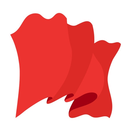 Waving flag. Red flag template on white background. National flag waving symbol. Banner design mockup elementのイラスト素材