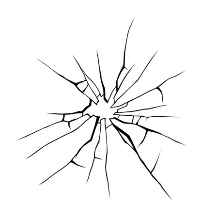 Glass crack broken texture window. Ice glass cracked effect background bullet mirror transparent isolated illustrationのイラスト素材