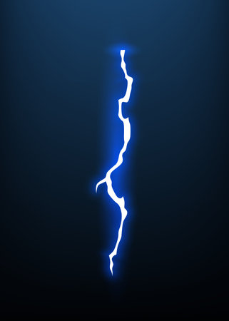 Lightning animation with sparks. Electricity thunderbolt danger, light electric powerful thunder. Bright energy effect, Vector illustrationのイラスト素材