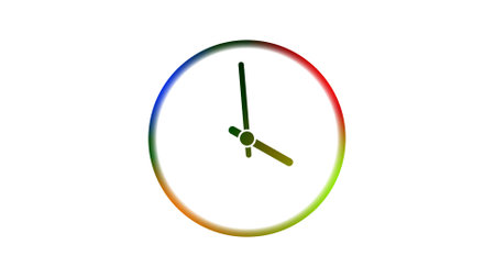 Beautiful 2d flat clock isolate on white background. concept of time. time is 12:00 o clock.の写真素材