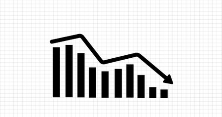 Business loss due to covid. Business graph showing growth down with arrow. business loss concept 4k.の写真素材