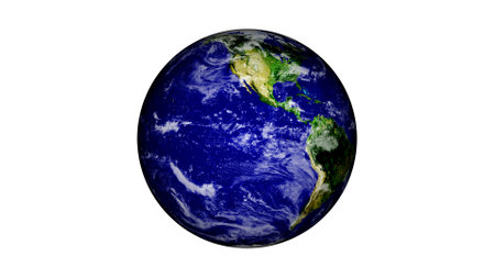 Planet earth isolate on white. 3d render of planet earth isolated on white background.の写真素材