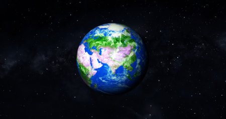 Shine light and glow small stars with Earth to realistic style from cosmos. Globe is centered in frame. illustration background.の写真素材