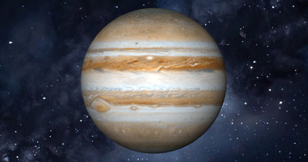Jupiter planet on black. photo realistic 3d planet.の写真素材