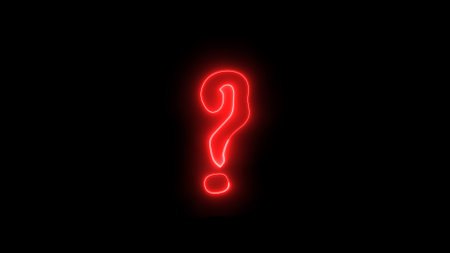 Blue and pink color glowing neon line circle with question mark. black background . illustration...