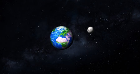 Flat vector illustration of Earth.Earth planet in sun rays.の写真素材