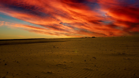 sunset over the river. sunset with red cloudy scene.の写真素材