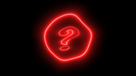 Blue and pink color glowing neon line circle with question mark. black background . illustration background.の写真素材