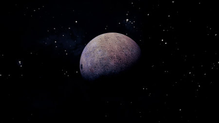 Blue moon with stars. photo realistic 3d planet.の写真素材