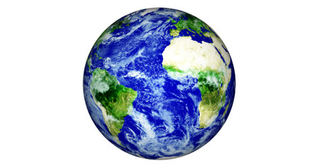 Planet earth isolate on white. 3d render of planet earth isolated on white background.の写真素材