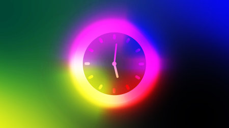 background 3d wall clock. glowing and amazing circle.の写真素材