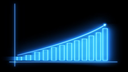 Graph grow with grid line. Business graph growing success with arrow.の写真素材