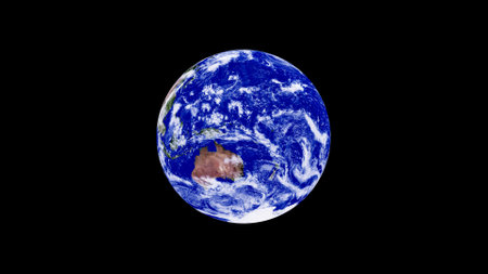 Shine light and glow small stars with Earth to realistic style from cosmos. Globe is centered in...