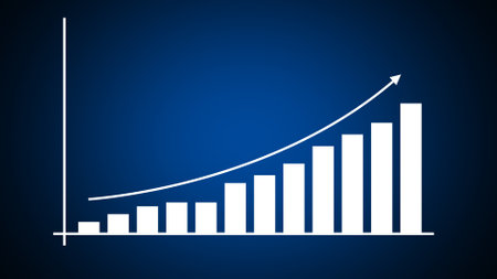 Graph grow with grid line. Business graph growing success with arrow.の写真素材