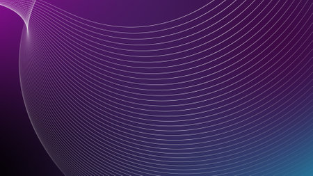 Illustration colorful neon line glow on black background. futuristic particle wave abstract background.の写真素材