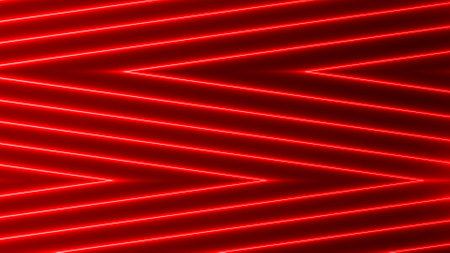Red color glowing neon light geometric abstract background.