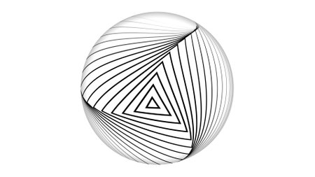 Geometric abstract line attached on a sphere. Geometric sphere globe isolate on white.の写真素材